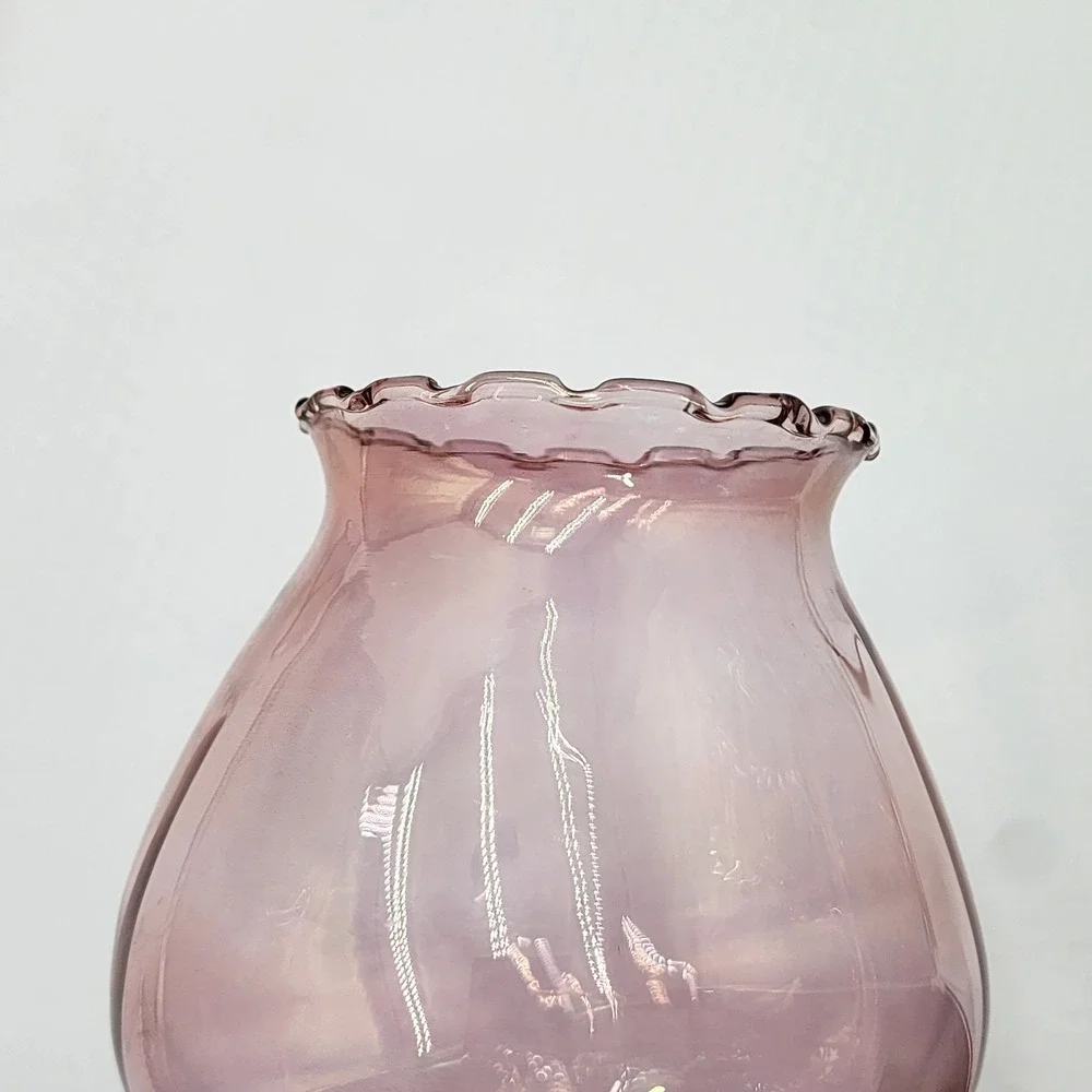 Vintage Blown Glass Peg Votive Cups Pink Purple Mixed Lot of 4 Scalloped Mexico